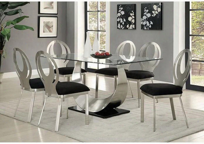 Orla Collection Cm3726t-table 60" Dining Table With 10mm Tempered Glass Table Top U-shaped Post And Black Base In