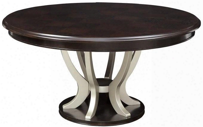 Ornette Collection Cm3353rt 60" Round Table With Contemporary Style Round Table Top And Pedestal Base In Espresso And Champagne