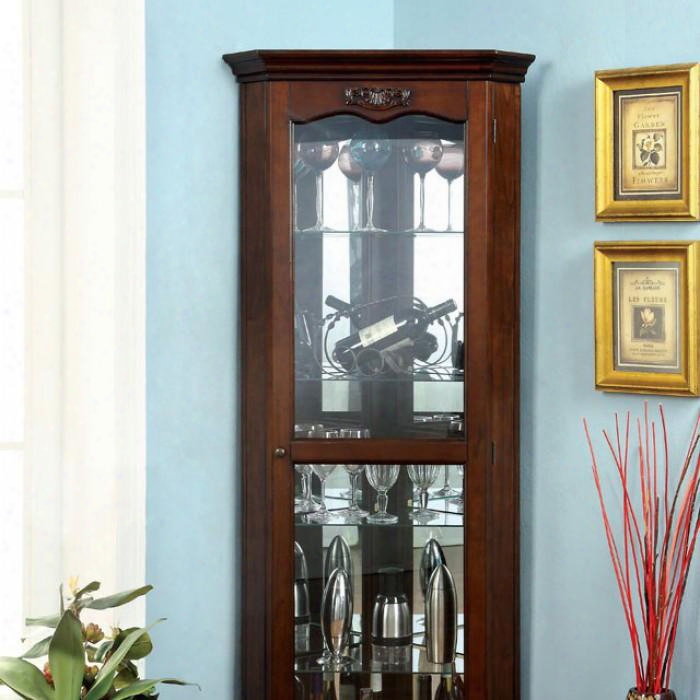 Ortley Cm-cr133 Curio With Traditional Style 5mm Tempered Glass Framed Glass Door Solid Wood Wood Veneers And Others In