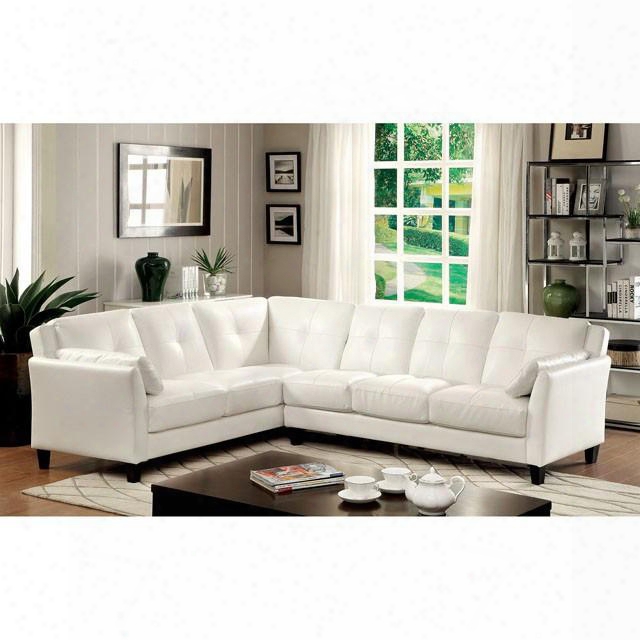 Peever I Collection Cm6268wh-set 104" 2-piece Sectional With Tufted Cushions Tapered Legs And Leatherette Upholstery In