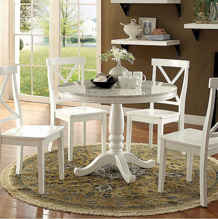 Penelope Collection Cm3546rt-table 42" Round Table With Transitional Style Faux Marble Table Top And Pedestal Base In