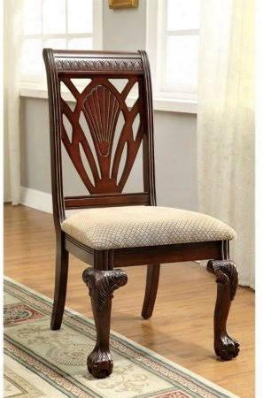 Petersburg I Collection Cm3185sc-2pk Set Of 2 Traditional Style Side Chair With Elegant Back Details Padded Fabric Cushions And Curved Claw Feet In