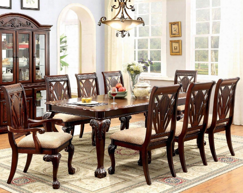 Petersburg I Collection Cm3185t 64" - 82" Extendable Dining Table With 18" Leaf And Curved Claw Feet In