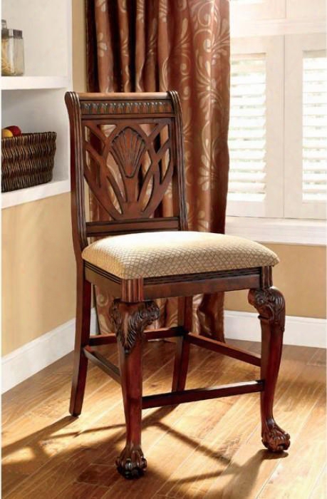 Petersburg Ii Collection Cm3185pc-2pk Set Of 2 Counter Ht. Chair With Traditional Style Counter Height Chairs Padded Fabric Chair Cushions Curved Claw Feet