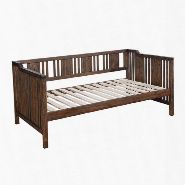 Petunia Collection Cm1767 Twin Size Daybed With High Arms And Back Slatted Wood Panels Slat Kit Included And Solid Wood Construction In Dark Walnut