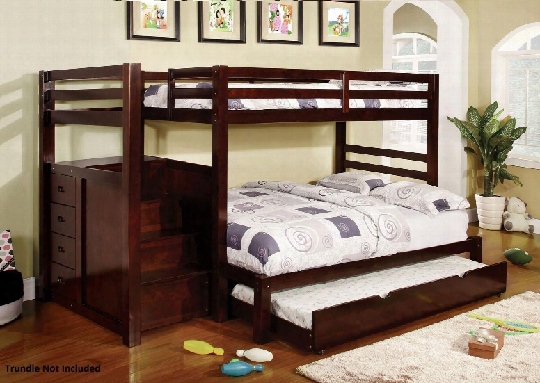 Pine Ridge Collection Cm-bk966f-bed Twin Over Fu Ll Size Bunk Bed With Built-in Drawers 14 Pc Slats Top/bottom Front Access Step Solid Wood And Wood Veneers