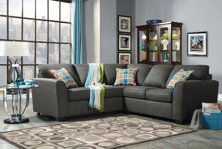 Playa Collection Sm3035-pk 90" Sectional With Fabric Upholstery Track Arms And Accent Pillows In