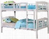 Cassie Collection CM-BK627-BED Twin Size Bunk Bed with Attached Ladder Top Bunk Safety Rail Solid Wood and Wood Veneer Construction in White