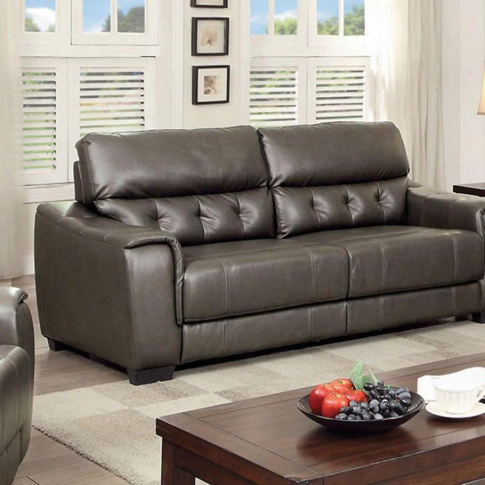 Randa Collection Cm6797-sf 84" Sofa With Plush Track Arms Leatherette And Button Tufting In Dark