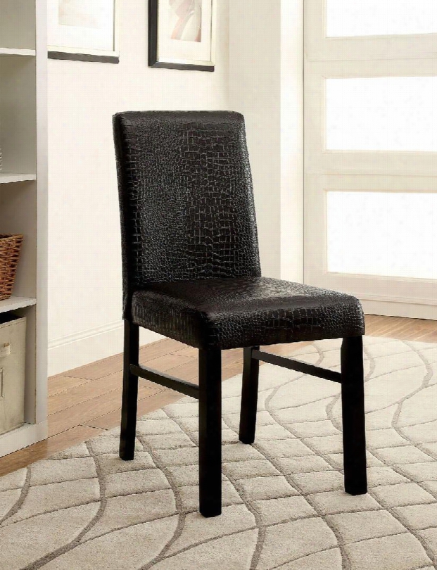 Rockham I Collection Cm3278sc-2pk Set Of 2 Contemporary Style Side Chair With Brown Crocodile Leatherette In