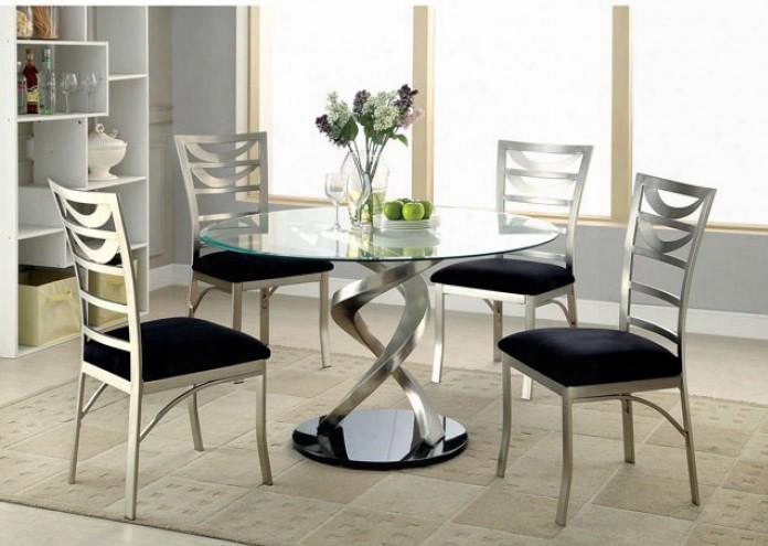 Roxo Collection Cm3729t-table 48" Round Dining Table With 10mm Tempered Glass Top And Tapering Elliptical Post Table Base In