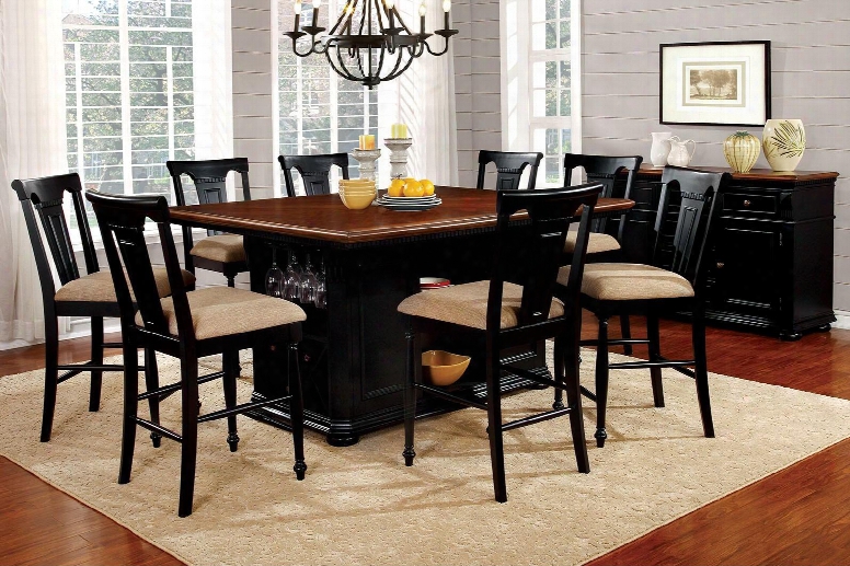 Sabrina Collection Cm3199bc-pt-table 66" Counter Height Table With Country Style Storage Base Design And Wine Holder In