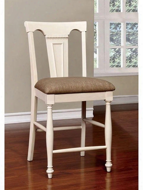 Sabrina Collection Cm3199wc-pc-2pk Set Of (2) 26" Country Style Counter Height Chair With Turned Legs And Padded Fabric Seat Cushion In