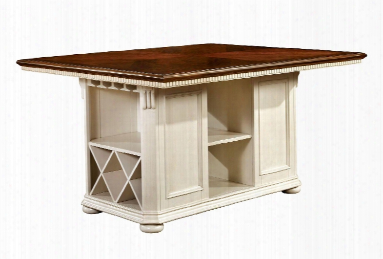 Sabrina Collection Cm3199wc-pt-table 66" Counter Height Table With Country Style Storage Base Design And Wine Rack In