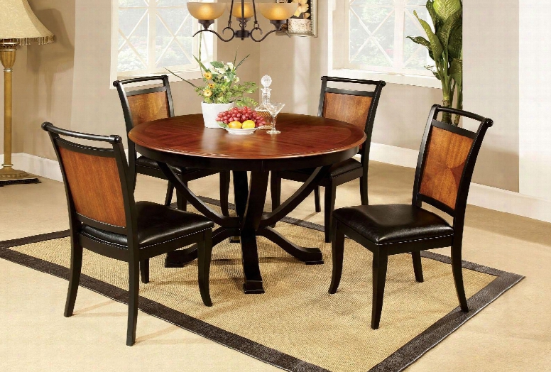 Salida I Collection 48" Cm3034rt Round Dining Table With Transitional Style And Inlaid Wood Tabl Etop In Black Acacia