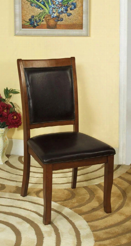 Sandy Point Collection Cm3532sc-2pk Set Of 2 Transitional Style Side Chair With Padded Leatherette Seat In Brown