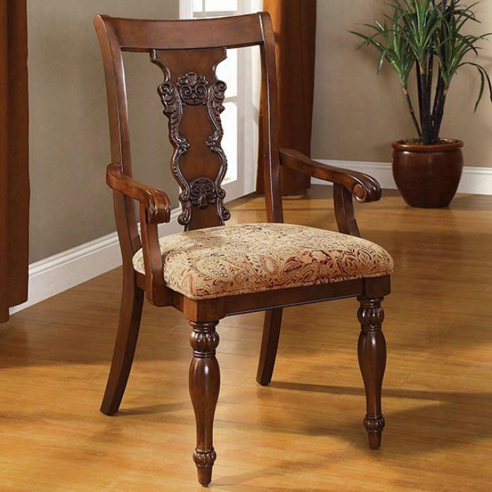 Seymour Collection Cm3880ac-2pk Set Of 2 Intricate Design Arm Chair With Turned Legs In Dark