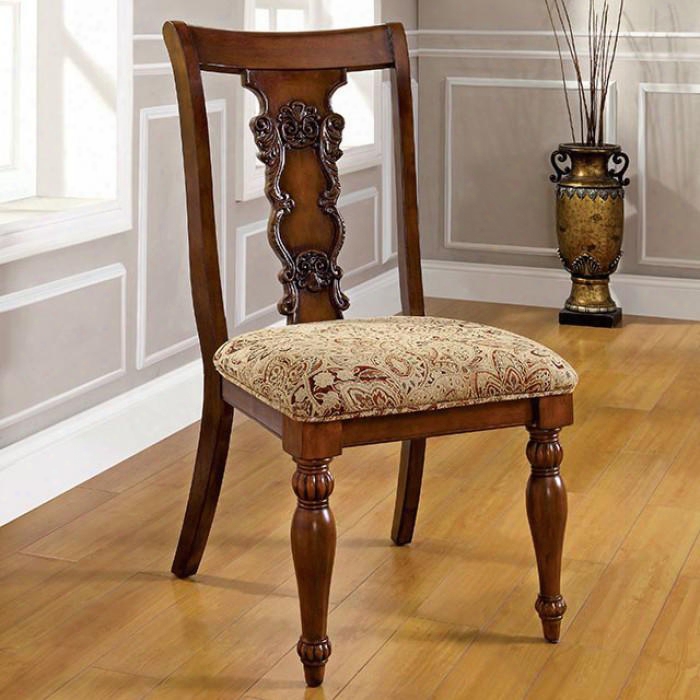 Seymour Collection Cm3880sc-2pk Set Of 2 Traditional Style Intricate Design Side Chair With Turned Legs In Dark