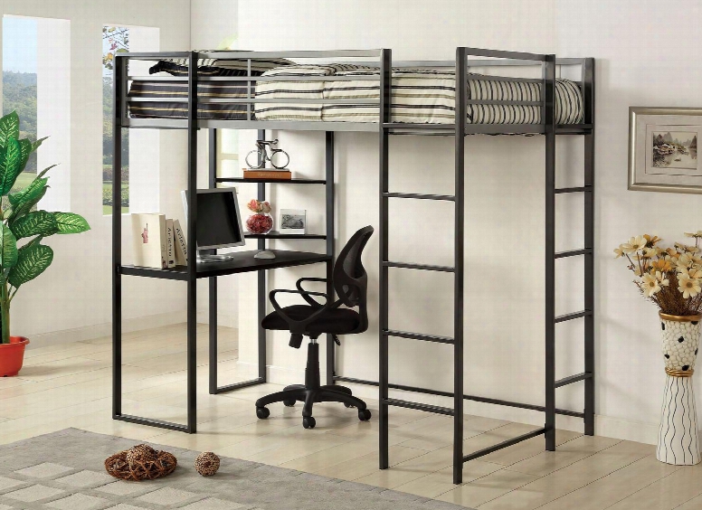 Sherman Collection Cm-bk1098t Twin Size Bed In The Opinion Of Workstation Shelves Metal Upper Safety Rails And Full Metal Construction In Silver And Gun Metal