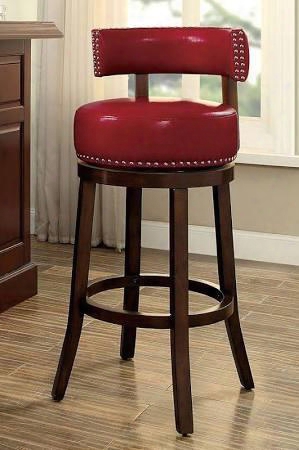 Shirley Collection Cm-br6251rd-29-2pk Set Of (2) 30" Contemporary Style Swivel Bar Stool With Nailhead Trim And Padded Leatherette Seat In Dark Oak And