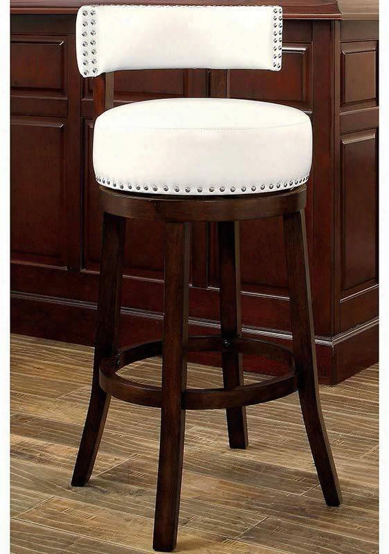 Shirley Collection Cm-br6251wh-29-2pk Set Of (2) 29" Bar Stool With Contemporary Style 30" Swivel Bar Stool  Nailhead Trim Padded Leatherette Seat In Dark