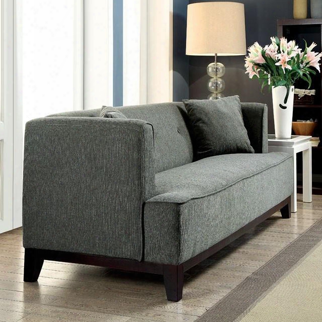 Sofia Collection Cm6761gy-lv-pk 62" Loveseat With Accent Pillow Button Tufted Back And Fabric Upholstery In