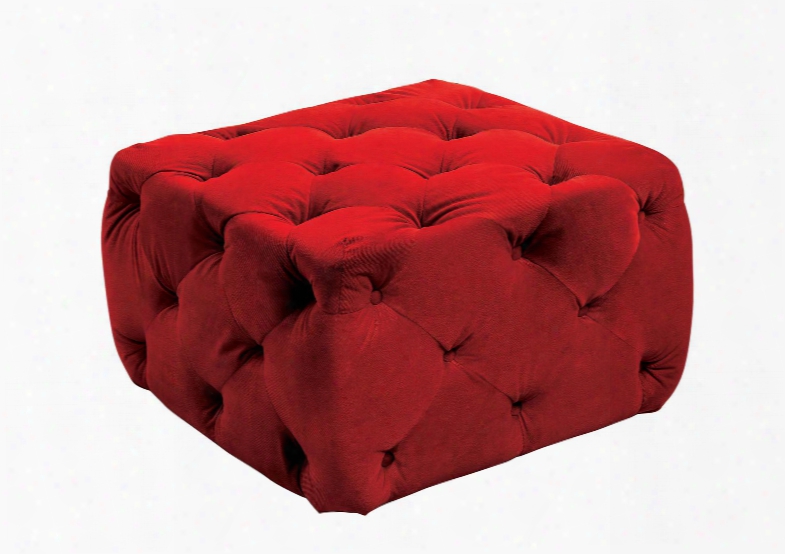 Sonja Cm-bn6290rd Ottoman With Contemporary Style Padded Flannelette Deep Button Tufting Plush Foam Padding In