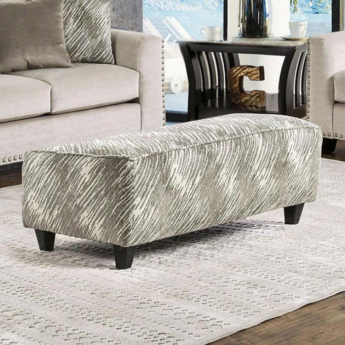 Stefano Collection Sm8220-ot 50" Ottoman With Wooden Legs Ottomann Fabric Pattern And Piped Stitching In Light