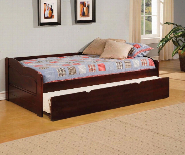 Sunset Collection Cm1737-bed Twin Size Platform Daybed With Trundle Included Slat Kit Included Solid Wood And Wood Veneers Construction In Cherry