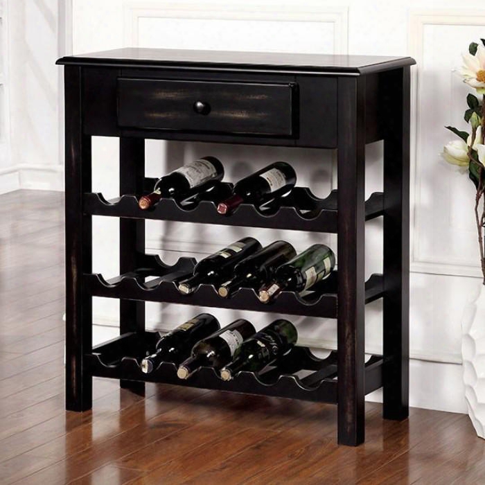 Tessa Cm-ac253 Wine Cabinet With Transitional Style Holds Up To 18 Wine Bottles Solid Wood Others Antique Black In Antique