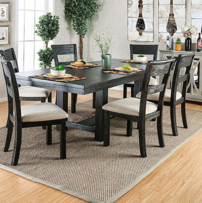 Thomaston I Collection Cm3543t-table 62" - 86" Dining Table With Two 12" Expandable Leaves Stretchers And Wood Block Legs In Brushed