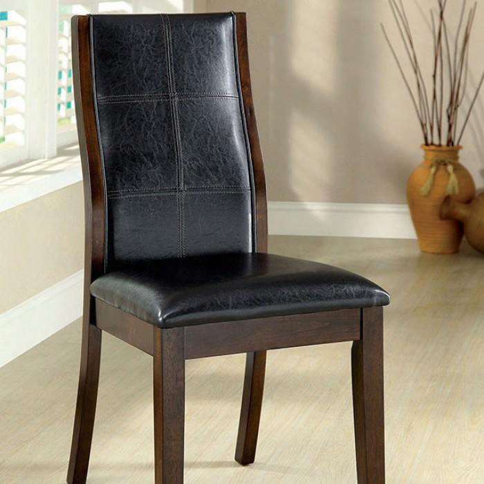 Toronto Collection Cm3339ch-sc-2pk Set Of 2 Side Chair With Padded Leatherette Seat In Dark Oak