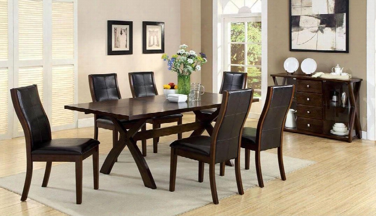 Toronto Collection Cm3339t 60" - 78" Extendable Dining Table With Transitional Style Cross Leg Table 18" Expsndable Leaf Solid Wood And Wood Veneer In Dark