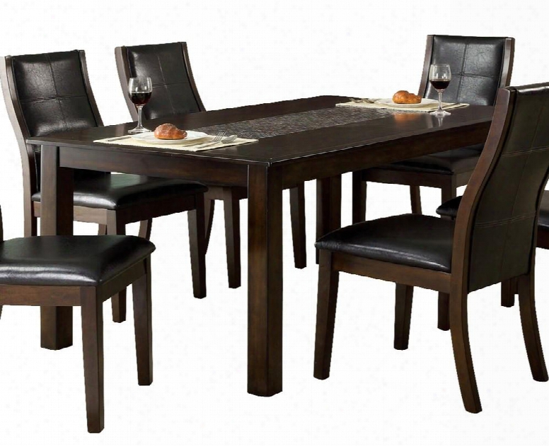 Townsend I Cm3669t 64" Transitional Dining Table With Mosaic-insert Table Top In Brown Cherry