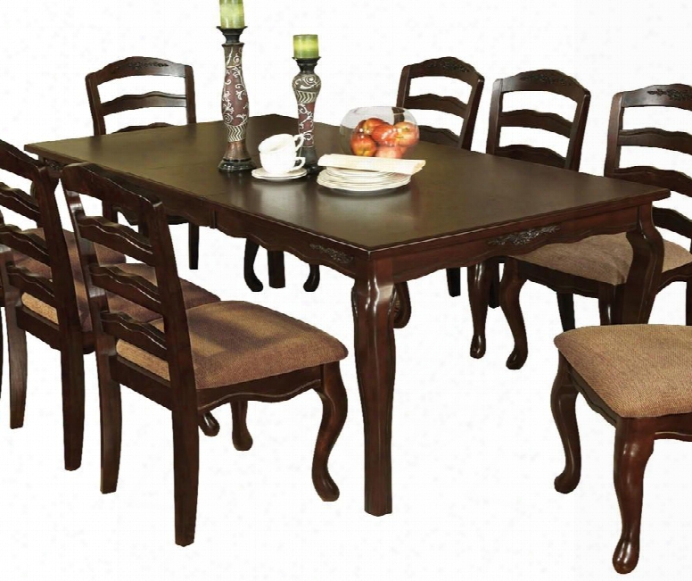 Townsville Collection Cm3109t-78 60" - 78" Extendable Dining Table With Floral Accents And 18" Expandable Leaf In Dark Walnut