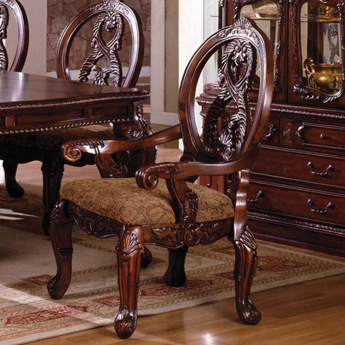 Tuscany Ii Collection Cm3845ch-ac-2pk Set Of 2 Arm Chair With French Style Legs And Rich Details In Antique Cherry