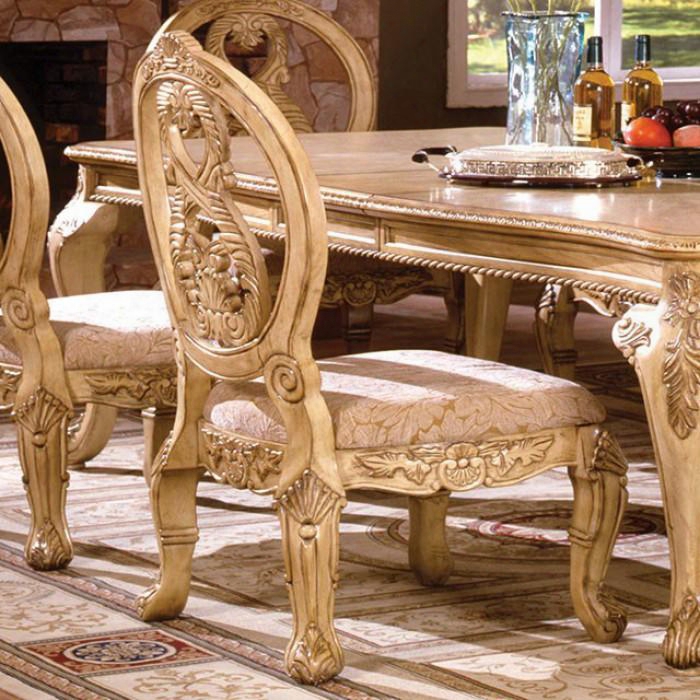 Tuscany Iii Collection Cm3845wh-sc-2pk Set Of 2 Side Chair With French Style Legs And Intricate Carvings In Antique White