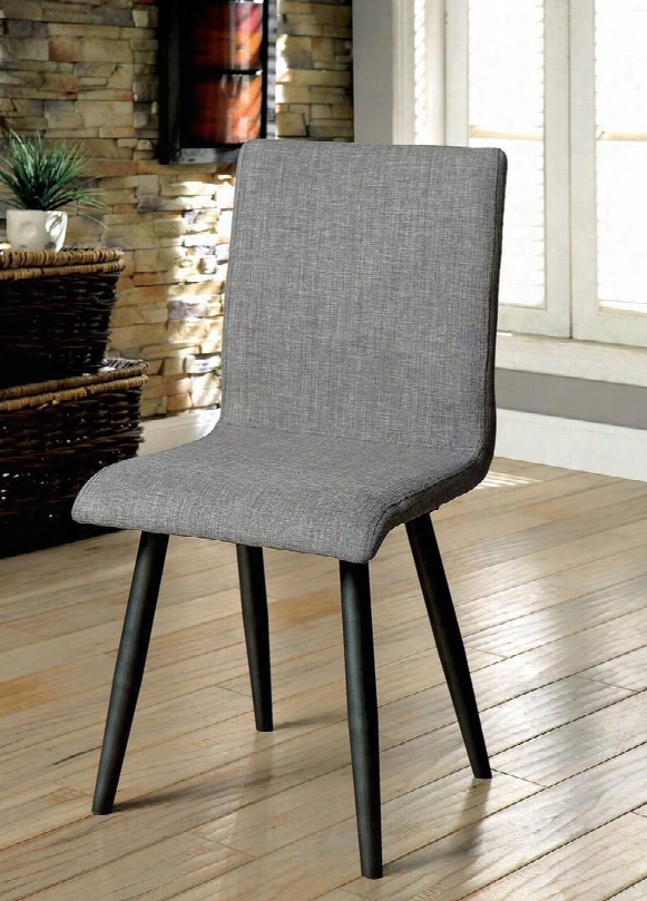 Vilhelm I Collection Cm3360sc-2pk Set Of 2 Mid-century Modern Style Side Chair With Tapered Legs And Gray Linen-like Fabric In