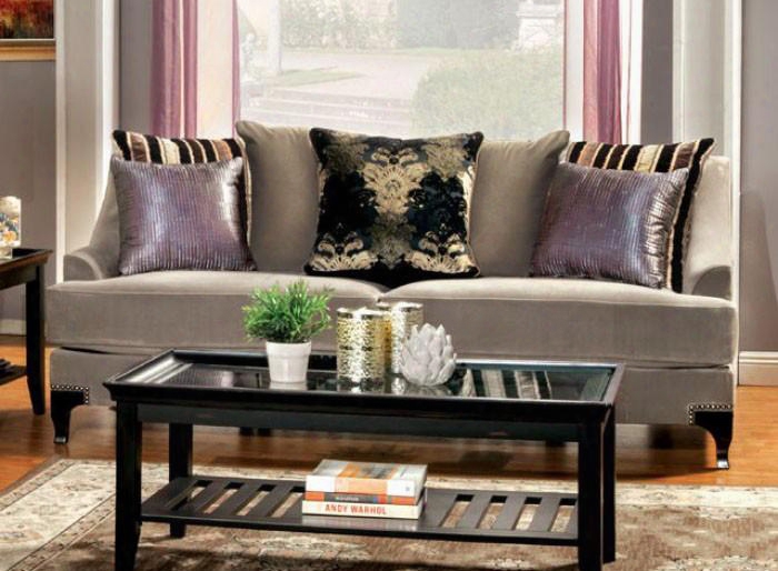 Vittoria Collection Sm2205-sf 91" Sofa With Loose Pillow Back Sloped-style Arms And Nailhead Trim In Cocoa