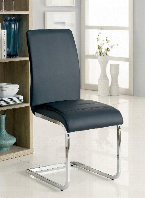 Walkerville I Collection Cm3361bk-sc-2pk Set Of 2 Contemporary Style Side Chair With Chrome Legs And Padded Leatherette Upholstery In