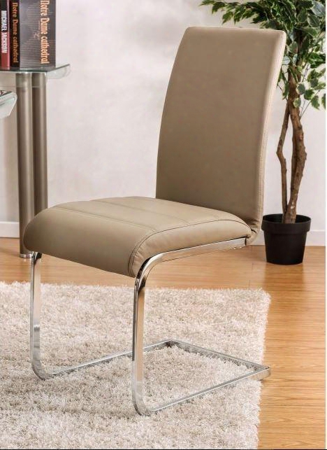 Walkerville I Collection Cm3361sc-2pk Set Of 2 Contemporary Style Side Chair With Padded Leatherette Upholstery And Chrome Legs In
