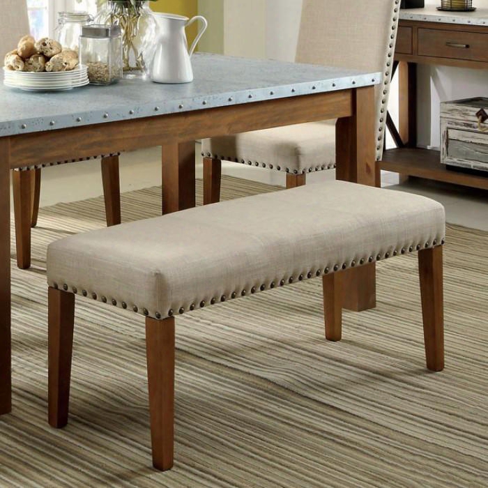 Walsh Cm3533bn Bench With Industrial Style Clean And Crisp Silhouette Padded Fzbric Seat Nailhead Trim In Natural