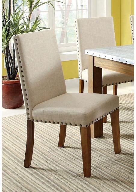 Waslh Collection Cm3533sc-2pk Set Of 2 Industrial Style Side Cair With Clean And Crisp Silhouette Padded Fabric Seat And Naihlead Trim In Natufal