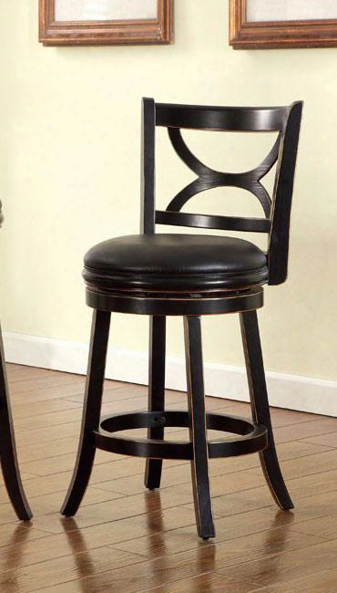 Warden Cm-br6240-24 25" Swivel Bar Stool Iwth Padded Leatherette Seat In Antique