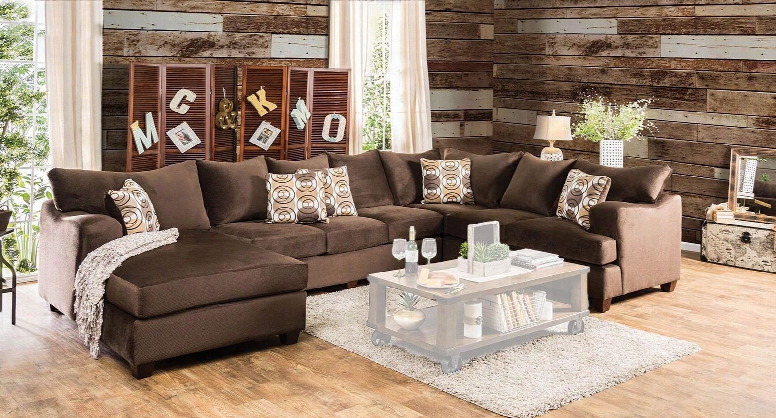 Wessington Collection Sm6111-sectional 154" U-shaped Sectional With Modern English-arm Style Padded Fabric Upholstery And Accent Pillows In