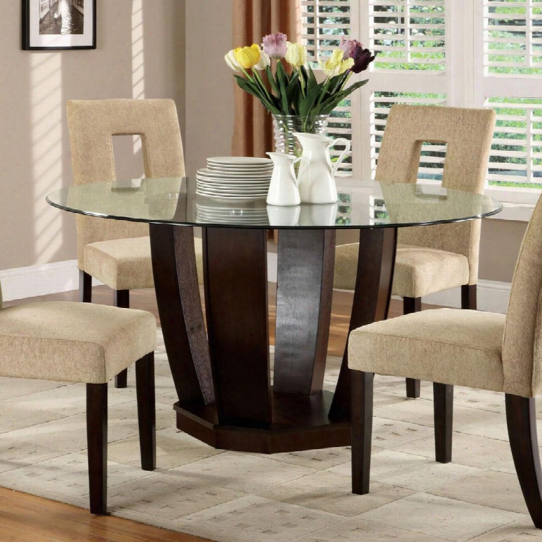 West Palm I Collection Cm3625t-table 54" Round Dining Table With 10mm Tempered Glass Top And Pedestal Base In