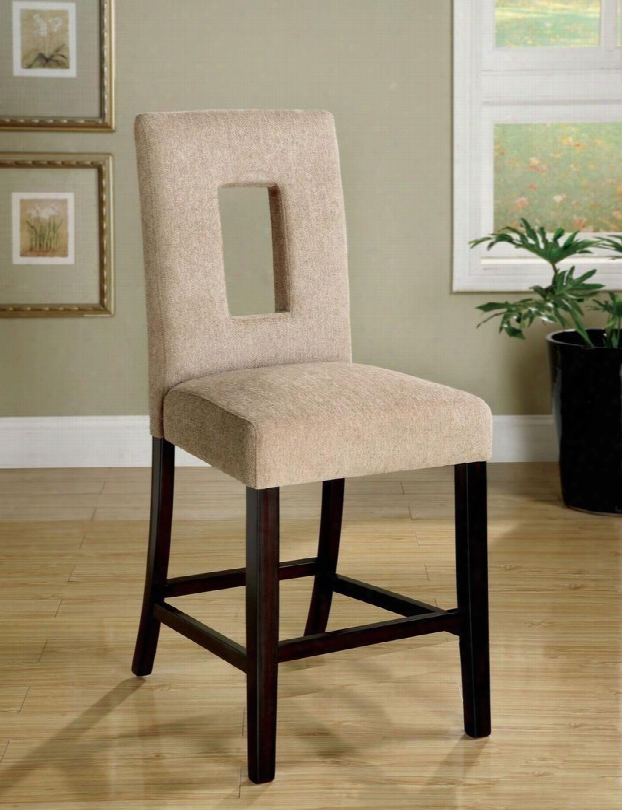 West Palm Ii Collection Cm3625pc-2pk Set Of 2 Counter Height Chair With Padded Upholstery And Keyhole Back Design In Espresso