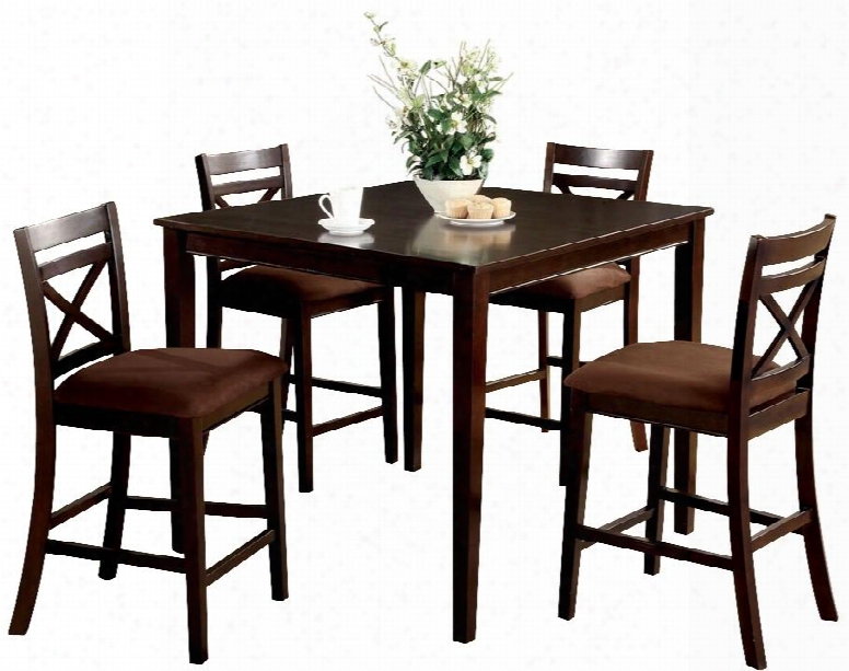 Weston I Collection Cm3400pt-5pk 5 - Pieces Counter Height Table Set With Transitional Style Padded Microfiber Seats And Cross Back Chairs In