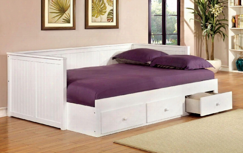 Wolford Collection Cm1927wh-bed Full Size Daybed With Slat Kit Included Simple Knobs Paneling Design Solid Wood And Wood Veneers Construction In White