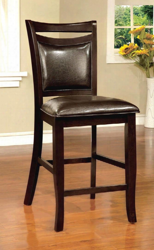 Woodsidd Ii Collection Cm3024pc-2pk Set Of 2 Counter H Eight Chair With Padded Leatherette Seat In Espresso